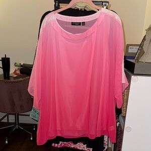 Susan Graver 2piece Pink Sheer Top with shell tank XL BRAND NEW